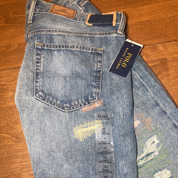 🆕Polo Ralph Lauren🏇Size 31 Avery Boyfriend distressed Multicolored Stitch Jean - Picture 11 of 13